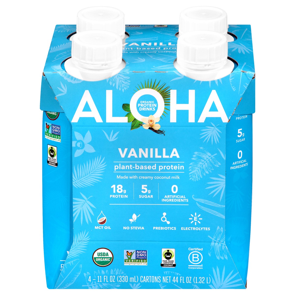 slide 1 of 13, Aloha Organic 4 Pack Vanilla Protein Drink 4 ea, 4 ct