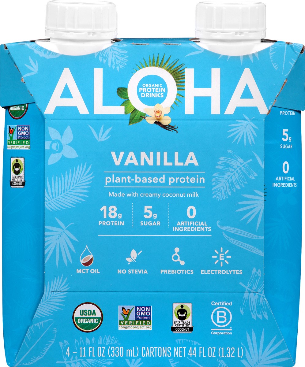 slide 3 of 13, Aloha Organic 4 Pack Vanilla Protein Drink 4 ea, 4 ct