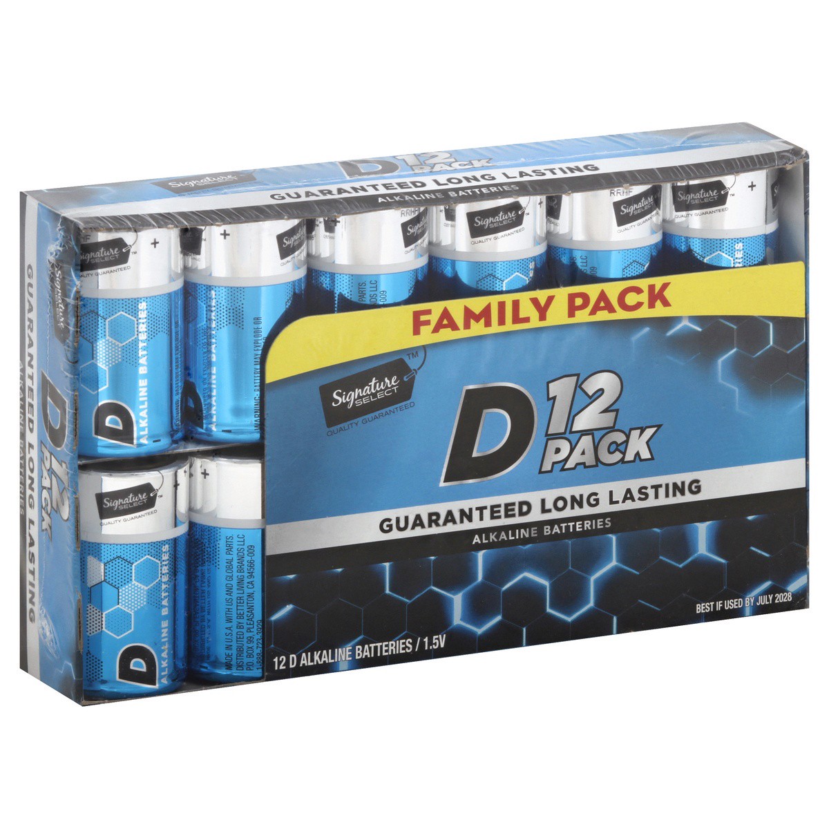 slide 5 of 5, Signature Select 1.5 V D Alkaline Batteries 12 Pack Family Pack 12 ea, 12 ct