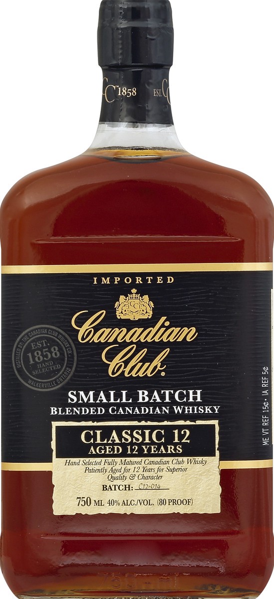 slide 2 of 2, Canadian Club Classic 12 Year Old Small Batch Blended Canadian Whisky 750 ml, 750 ml