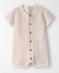 Littleplanet Baby Girl Organic Cotton Sweater Knit Romper - Batter Cream - 24M