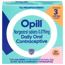Opill 0.075 mg Full Prescription Strength Daily Oral Contraceptive - 84 Day Supply