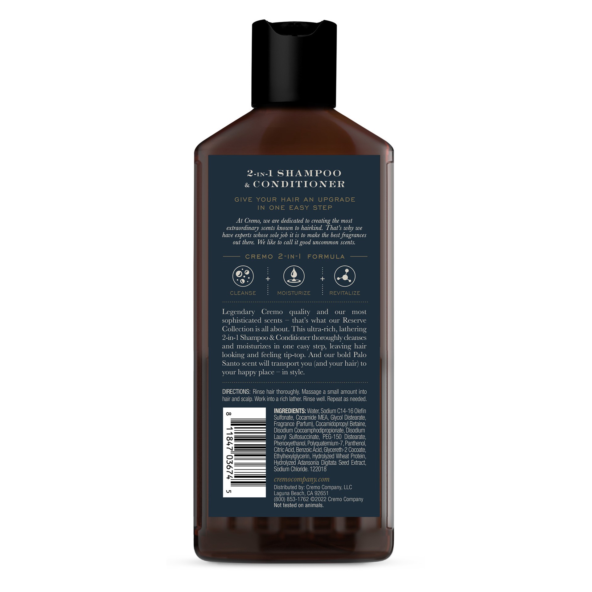 slide 7 of 8, Cremo 2-in-1 Shampoo, Shampoo & Conditioner, Palo Santo, 16oz, 16 fl oz