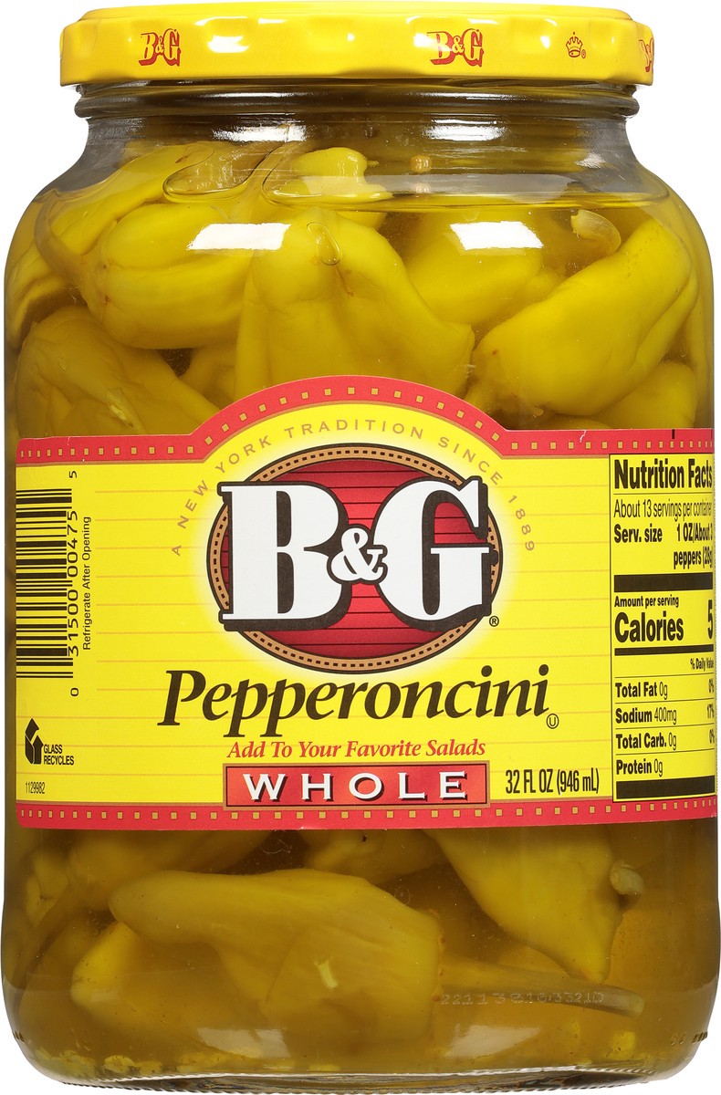 slide 5 of 12, B&G Whole Pepperoncini Pickles 32 fl oz, 32 fl oz