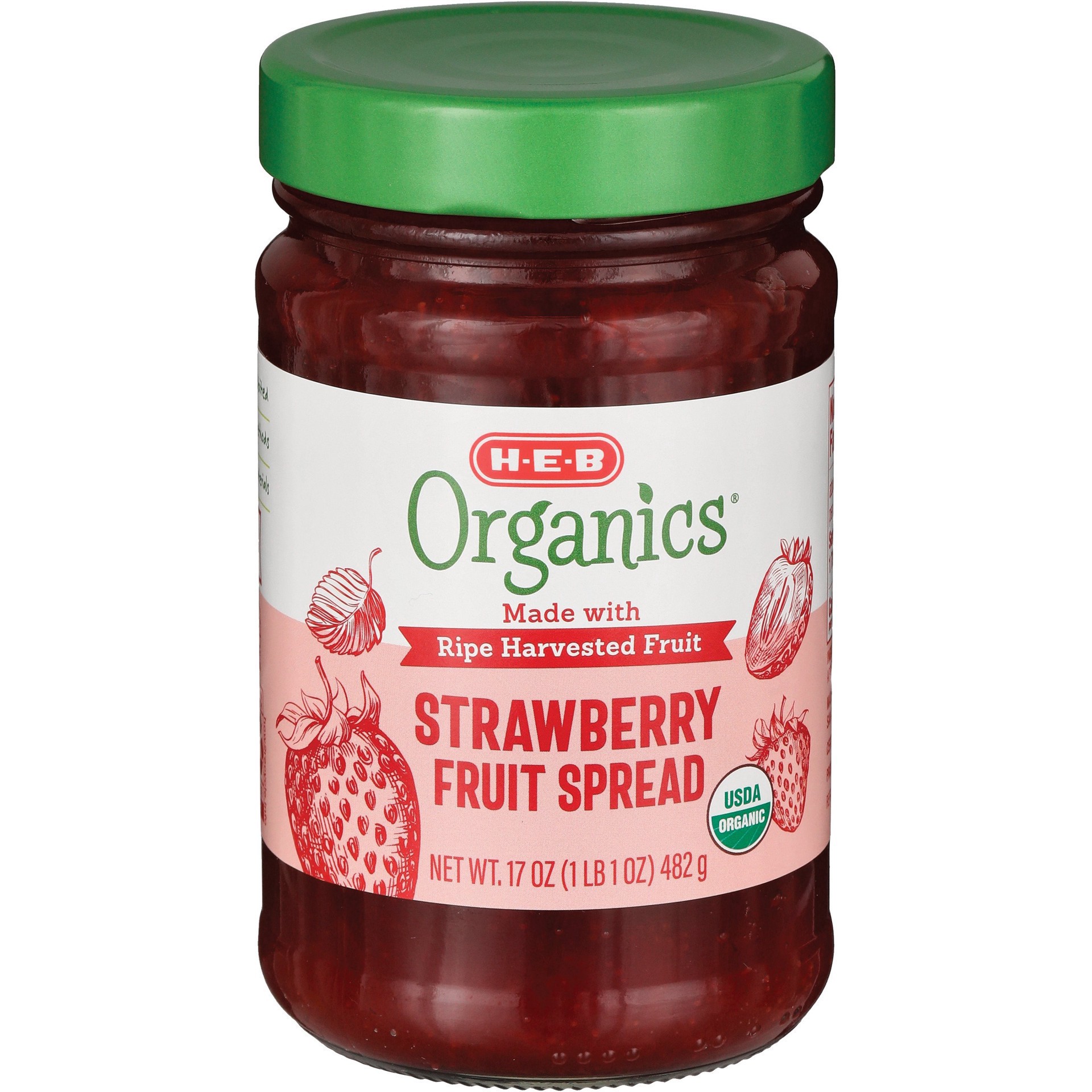 slide 1 of 1, H-E-B Organics Strawberry Fruit Spread, 17 oz