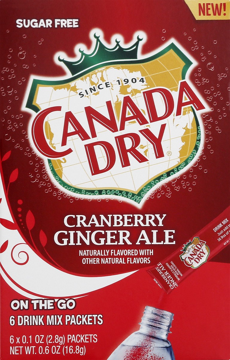 slide 3 of 13, Canada Dry Sugar Free On The Go Cranberry Ginger Ale Drink Mix Packets - 6 ct, 6 ct