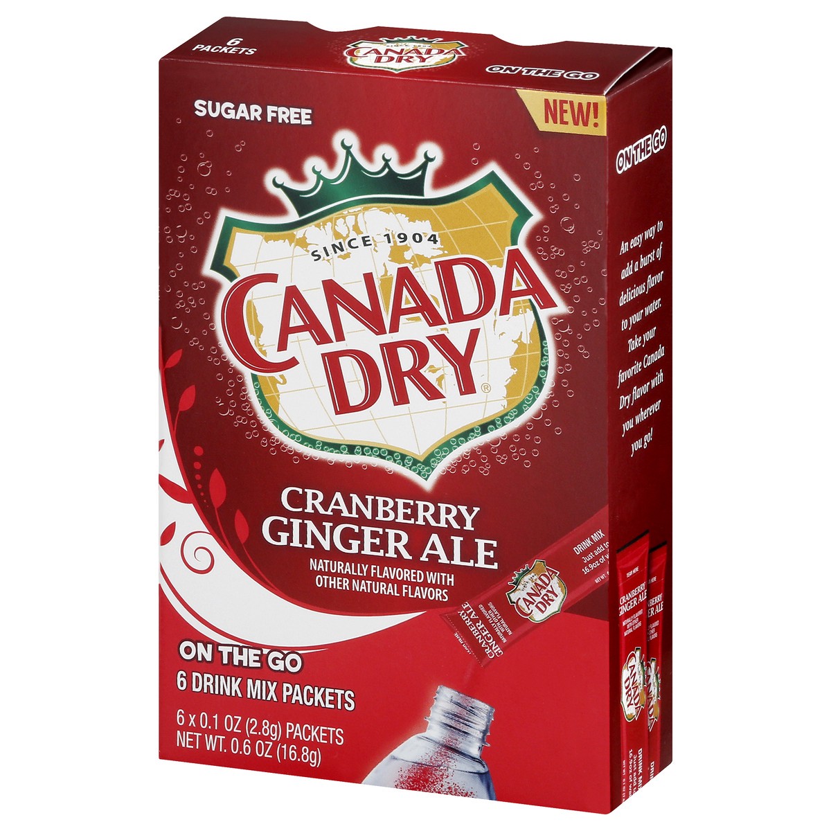 slide 4 of 13, Canada Dry Sugar Free On The Go Cranberry Ginger Ale Drink Mix Packets - 6 ct, 6 ct