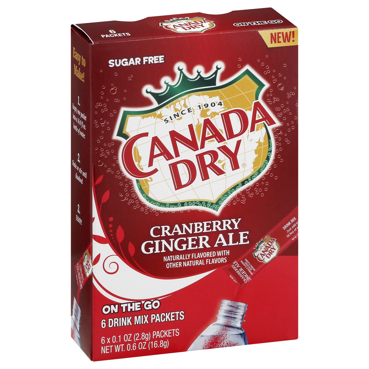 slide 13 of 13, Canada Dry Sugar Free On The Go Cranberry Ginger Ale Drink Mix Packets - 6 ct, 6 ct