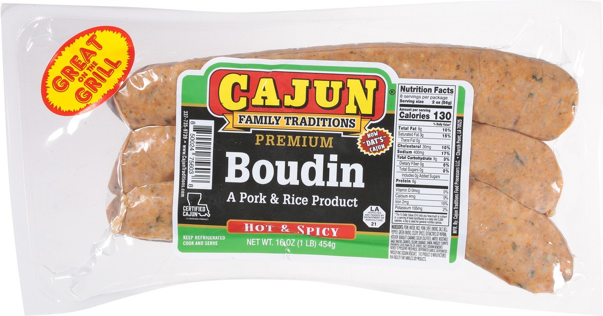 slide 4 of 13, Cajun Premium Hot & Spicy Boudin 16 oz, 16 oz