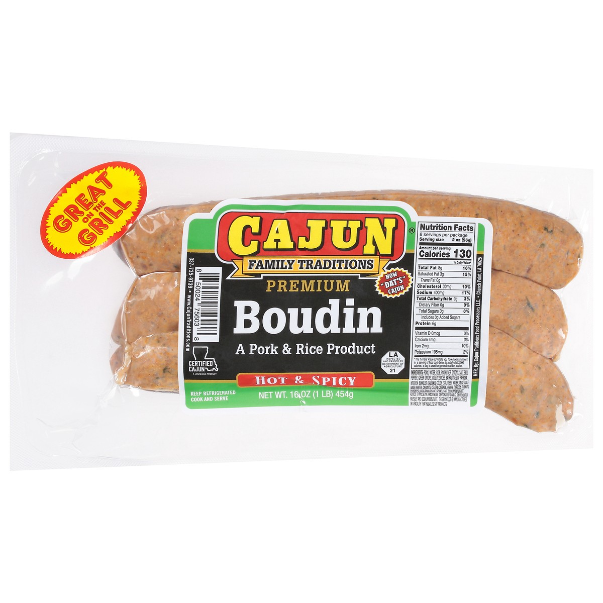 slide 12 of 13, Cajun Premium Hot & Spicy Boudin 16 oz, 16 oz