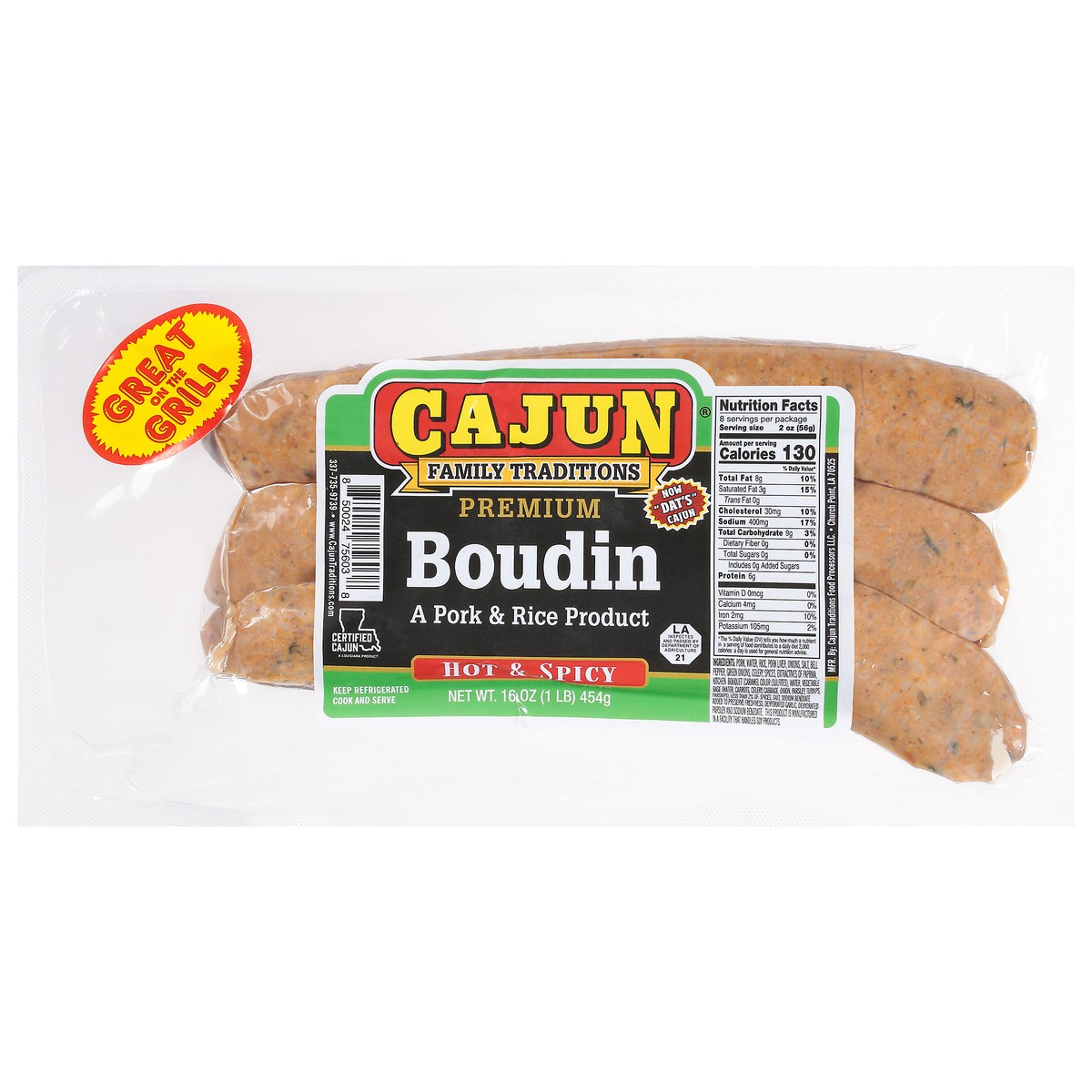 slide 3 of 13, Cajun Premium Hot & Spicy Boudin 16 oz, 16 oz