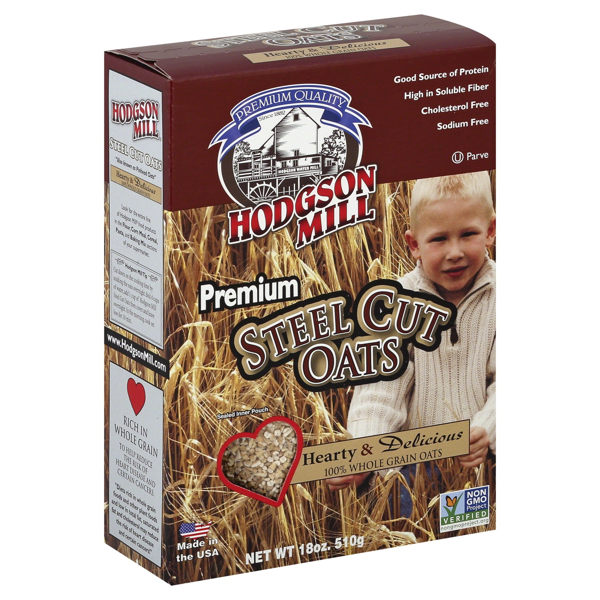 slide 1 of 1, Hodgson Mill Premium Steel Cut Oats, 18 oz