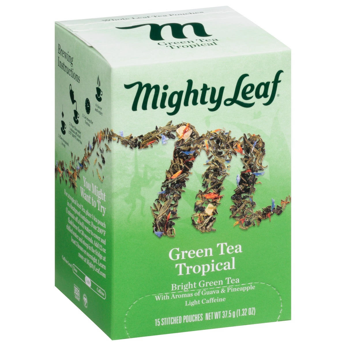 slide 1 of 1, Mighty Leaf Green Tea Tropical Stitched Pouches, 