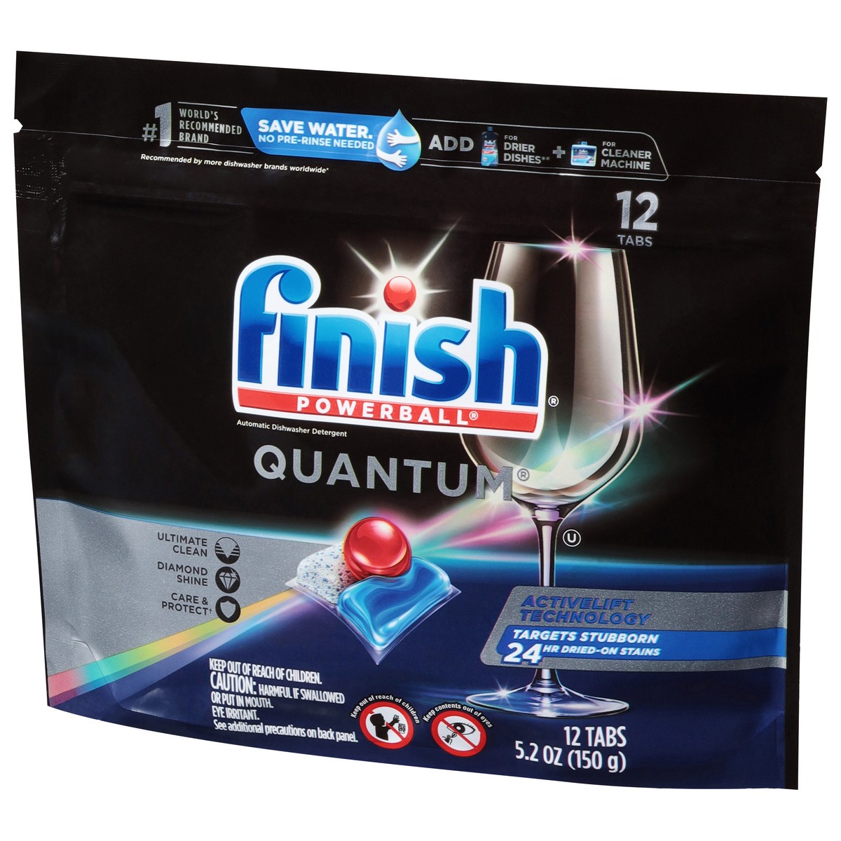 slide 3 of 9, Finish Powerball Quantum, 12 Tabs, Dishwasher Detergent Tablets, 12 ct