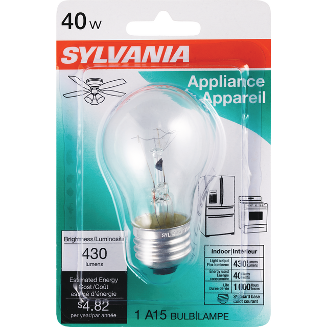 slide 1 of 1, Sylvania Appliance Light Bulb 40Watt, 1 ct