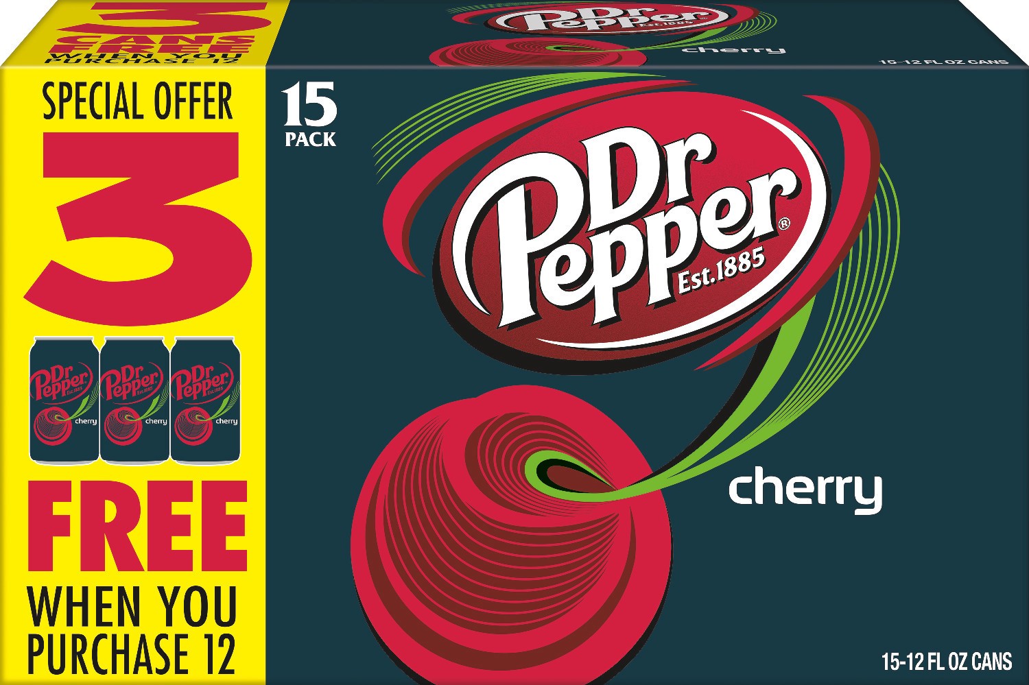 slide 1 of 2, Dr Pepper Cherry Soda, 12 fl oz cans, 15 pack, 15 ct