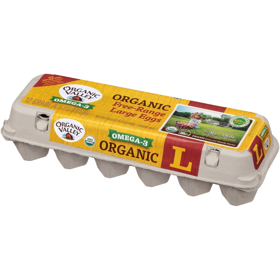 slide 2 of 7, Organic Valley Omega-3 Free Range Grade A Organic Large Brown Eggs, 12 ct