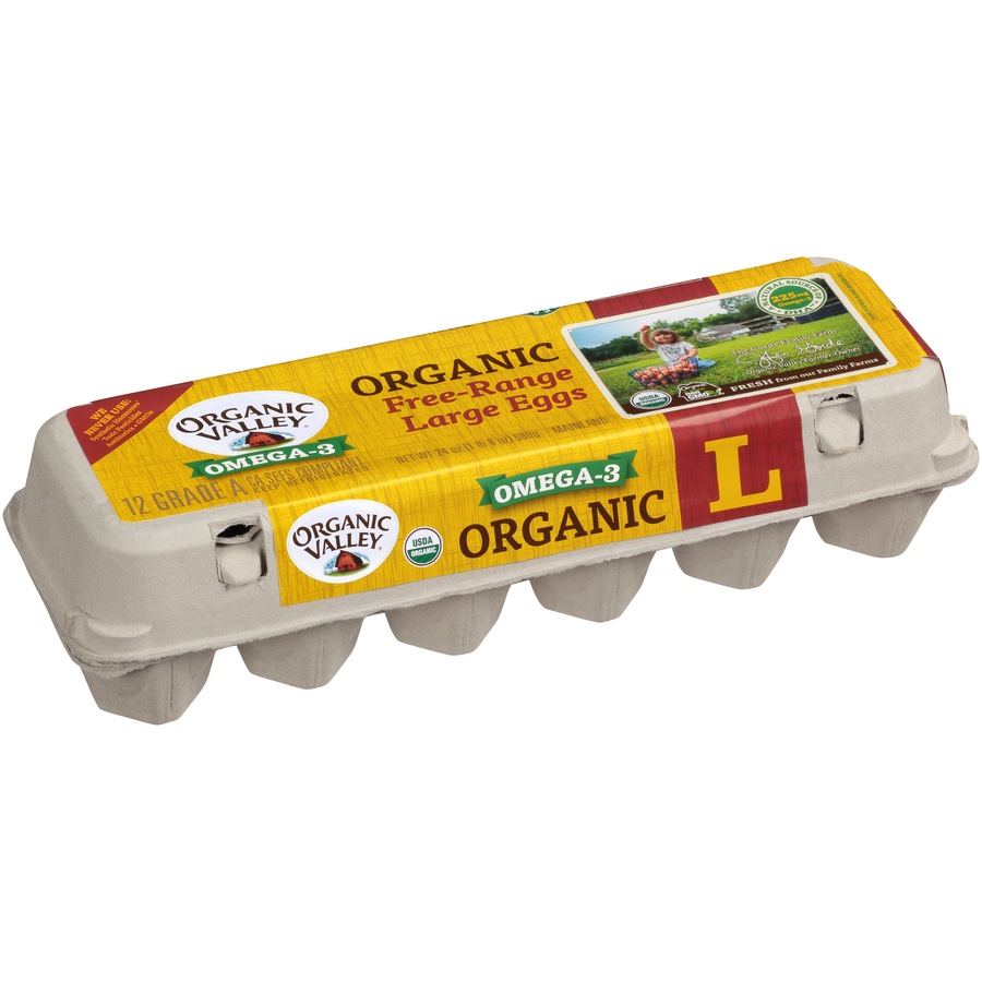 slide 1 of 7, Organic Valley Omega-3 Free Range Grade A Organic Large Brown Eggs, 12 ct