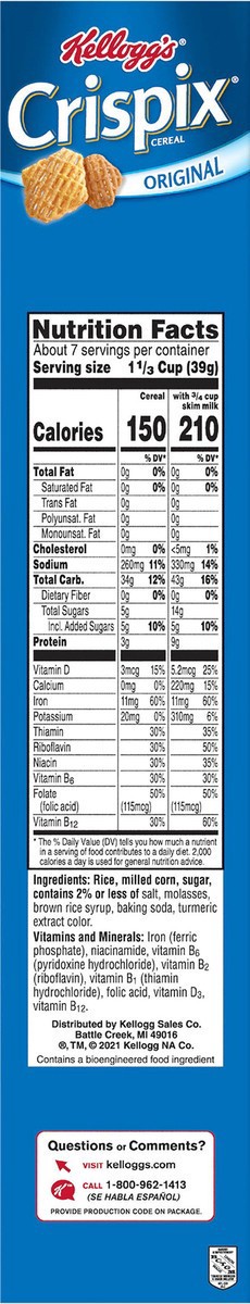 slide 8 of 8, Crispix Kellogg's Crispix Cold Breakfast Cereal Original, 9.6 oz, 9.6 oz