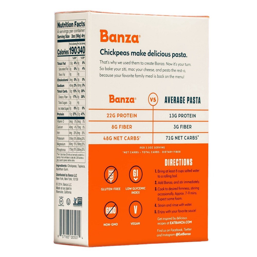 slide 2 of 3, Banza Made From Chickpeas Gemelli 8 Oz, 1 ct
