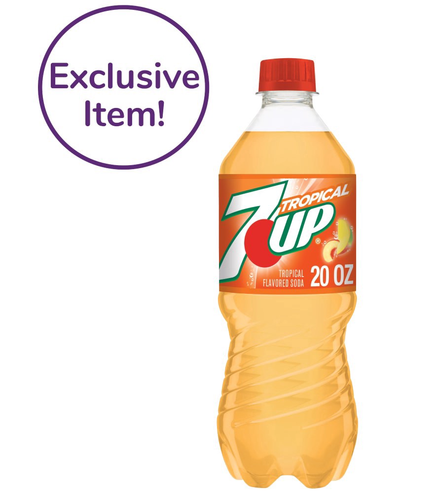 slide 1 of 6, 7Up Tropical Caffeine Free Soda Bottle, 20 fl oz