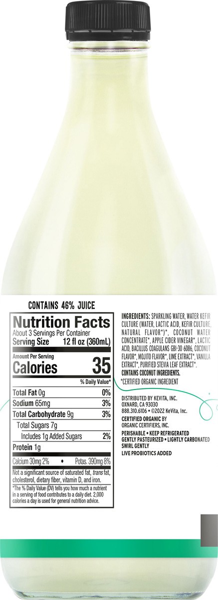 slide 6 of 7, Kevita Sparkling Probiotic Drink Mojita Lime Mint Coconut - 40 fl oz, 40 oz