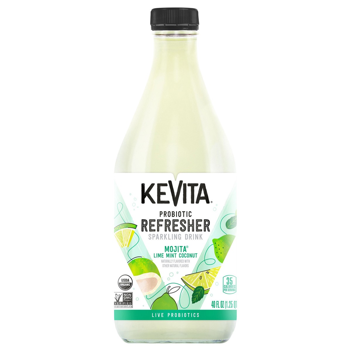 slide 1 of 7, Kevita Sparkling Probiotic Drink Mojita Lime Mint Coconut - 40 fl oz, 40 oz