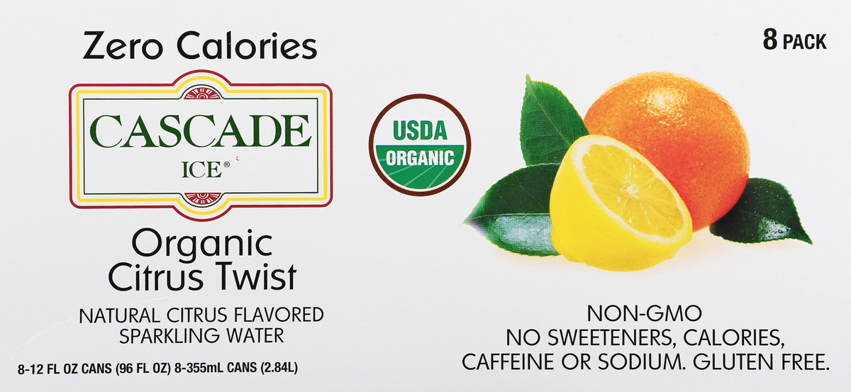 slide 9 of 13, Cascade Ice 8 Pack Organic Citrus Twist Sparkling Water 8 ea - 8 ct, 8 ct; 12 fl oz