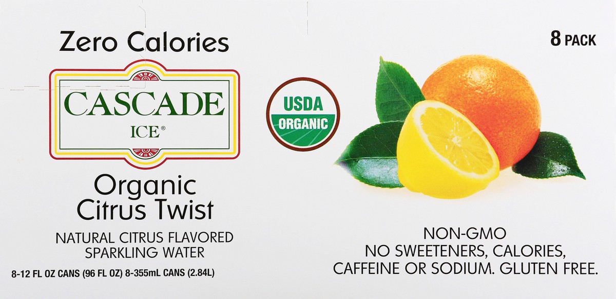 slide 7 of 13, Cascade Ice 8 Pack Organic Citrus Twist Sparkling Water 8 ea - 8 ct, 8 ct; 12 fl oz