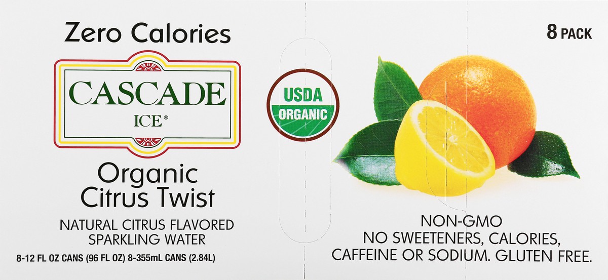 slide 6 of 13, Cascade Ice 8 Pack Organic Citrus Twist Sparkling Water 8 ea - 8 ct, 8 ct; 12 fl oz