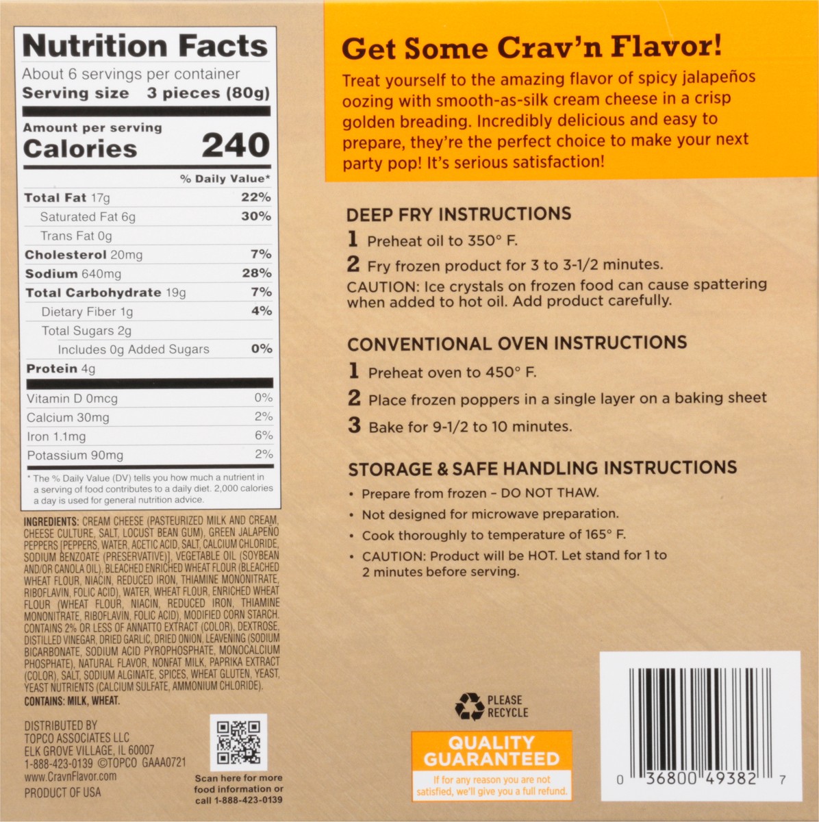 slide 6 of 16, Crav'n Flavor Cream Cheese Jalapeno Poppers, 16 oz