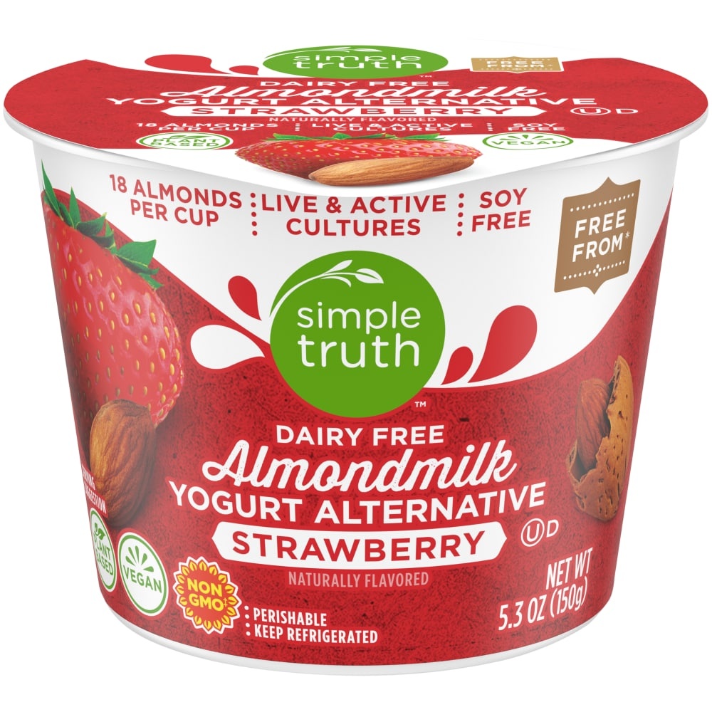 slide 1 of 1, Simple Truth Dairy Free Almondmilk Strawberry Yogurt Alternative, 5.3 oz