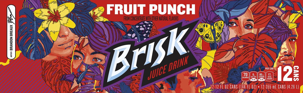 slide 6 of 8, Brisk Fruit Punch Juice Drink - 12 ct, 12 ct