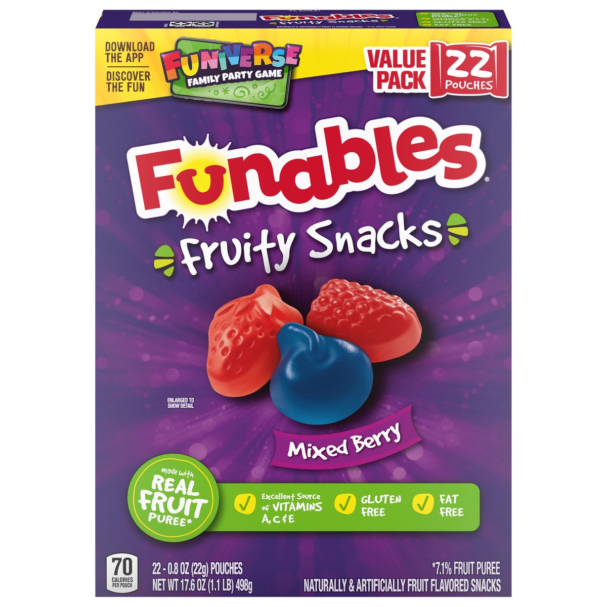 slide 1 of 9, Funables 05459 159512 Mixed Berry Funiverse Fruity Snacks 22 ct, 22 ct