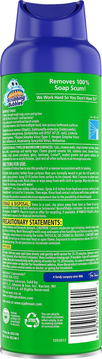 slide 2 of 5, Scrubbing Bubbles Mega Shower Foamer Aerosol, Disinfectant Cleaner, Rainshower Scent, 20 oz, 20 oz