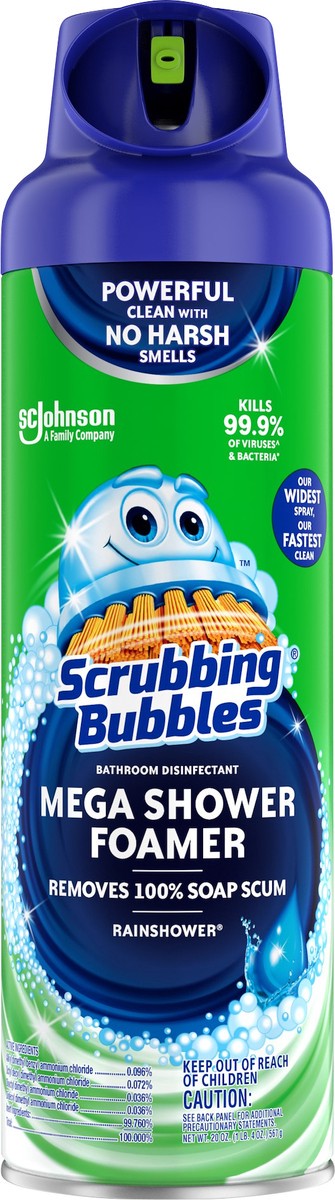 slide 4 of 5, Scrubbing Bubbles Mega Shower Foamer Aerosol, Disinfectant Cleaner, Rainshower Scent, 20 oz, 20 oz