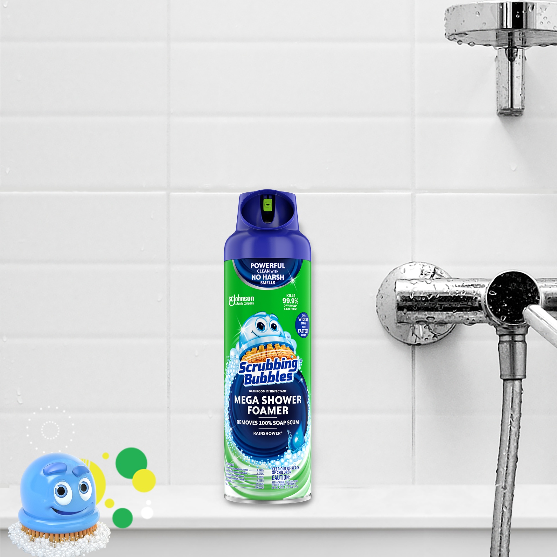 slide 4 of 7, Scrubbing Bubbles Bathroom Disinfectant Mega Shower Foamer Rainshower, 20 oz