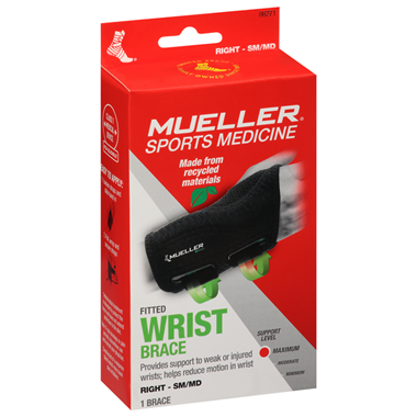 slide 1 of 1, Mueller Small/Medium Fitted Left Hand Wrist Brace, 1 ct