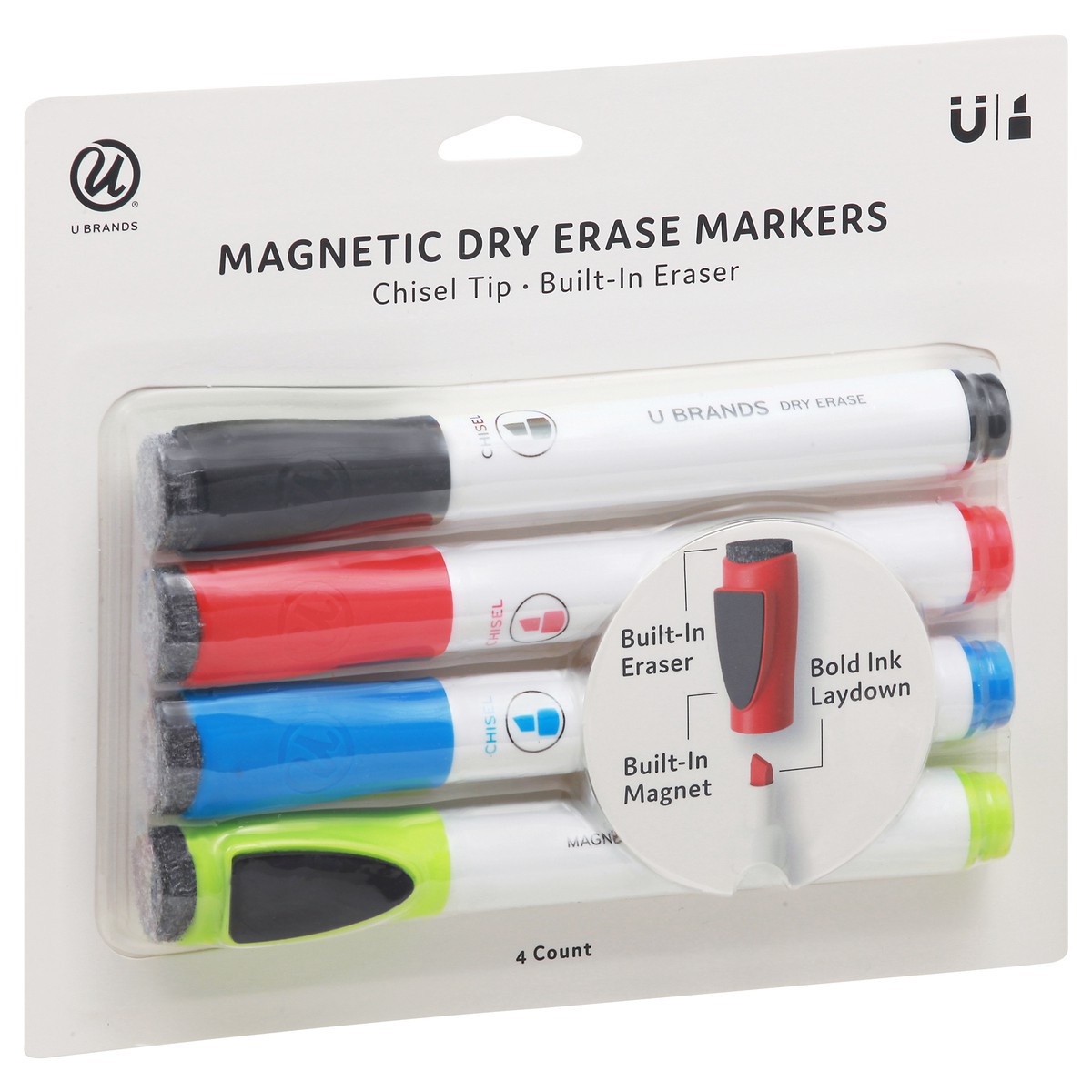 slide 2 of 9, U Brands Magnetic Dry Erase Markers 4 ea, 4 ct