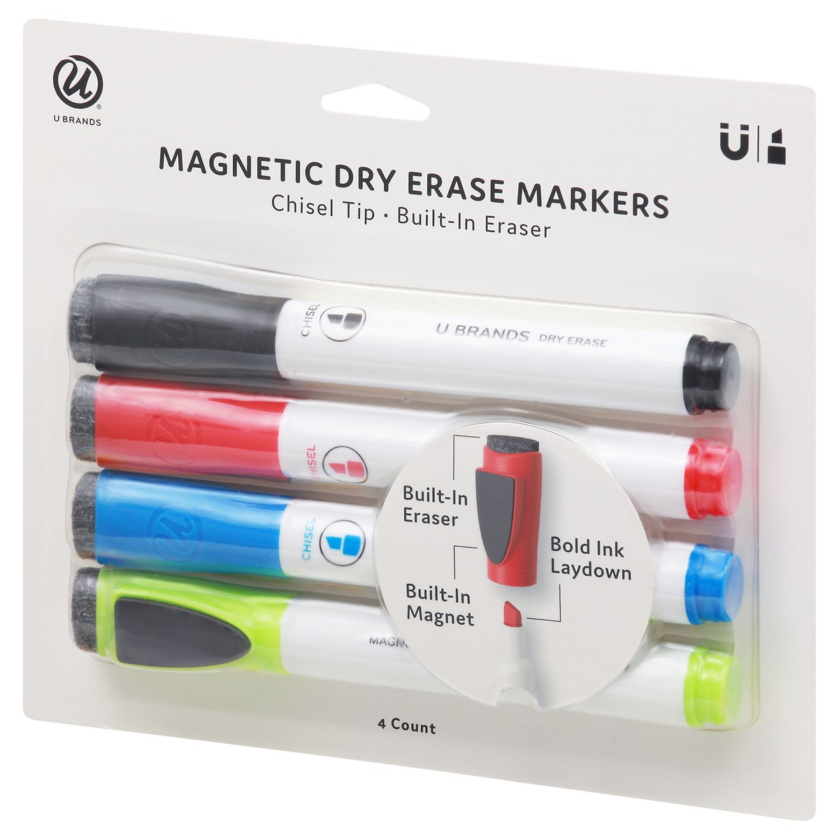 slide 4 of 9, U Brands Magnetic Dry Erase Markers 4 ea, 4 ct