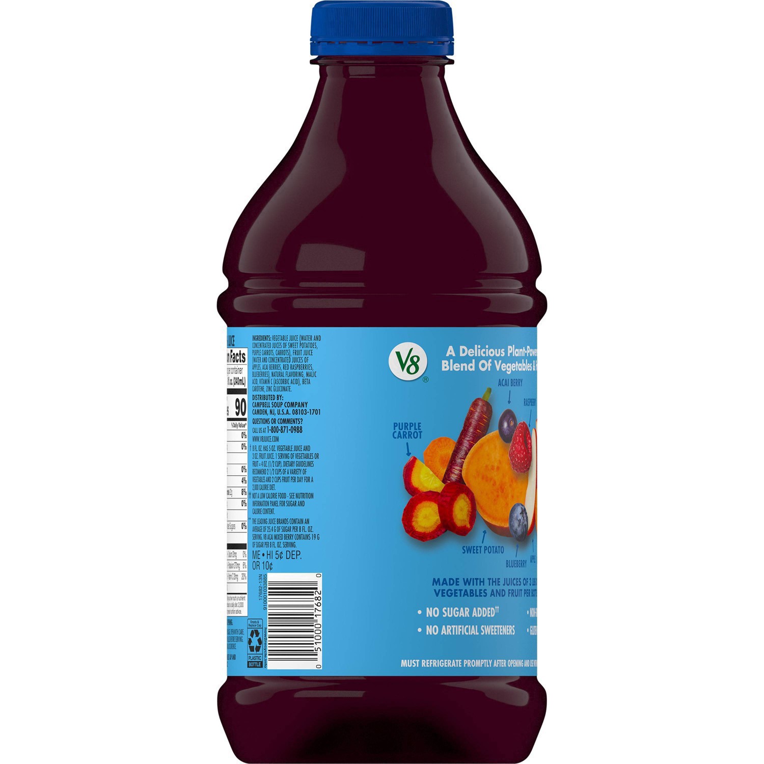 slide 35 of 47, V8 Acai Mixed Berry 100% Fruit and Vegetable Juice, 46 fl oz Bottle, 46 fl oz
