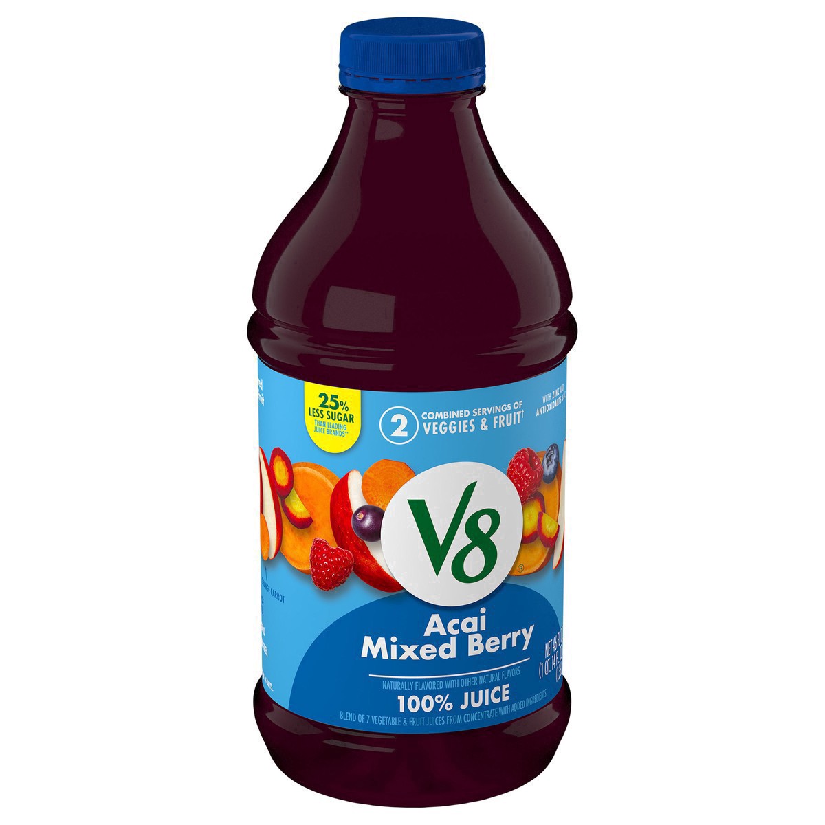 slide 16 of 47, V8 Acai Mixed Berry 100% Fruit and Vegetable Juice, 46 fl oz Bottle, 46 fl oz