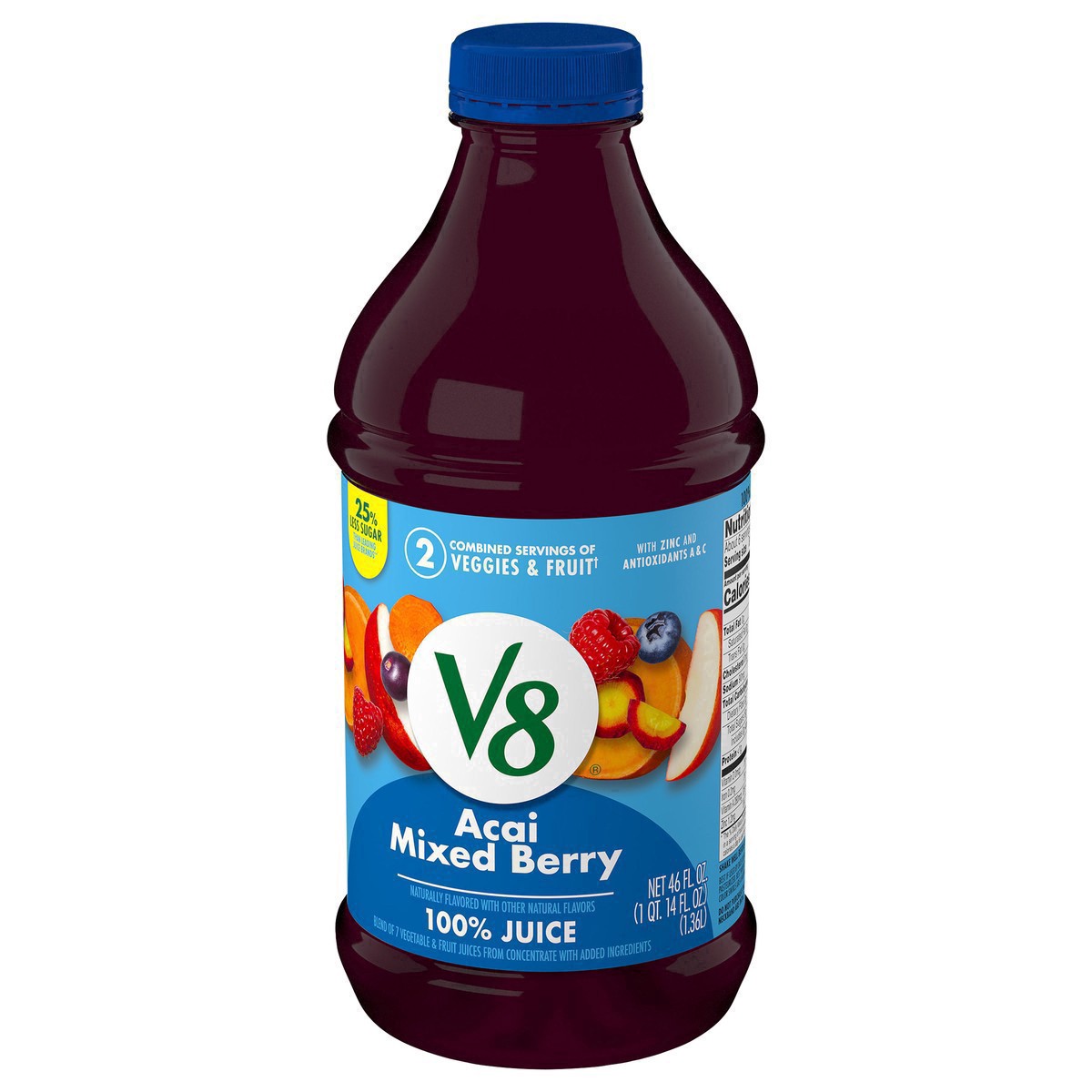 slide 36 of 47, V8 Acai Mixed Berry 100% Fruit and Vegetable Juice, 46 fl oz Bottle, 46 fl oz