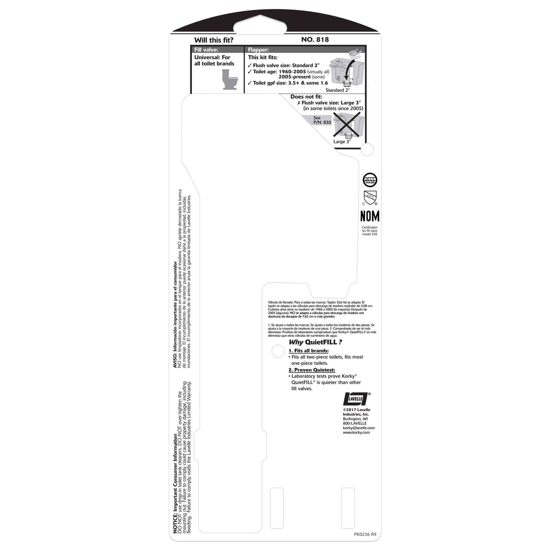 slide 16 of 17, Korky QuietFILL Fill Valve & Premium Flapper Kit, 1 ct