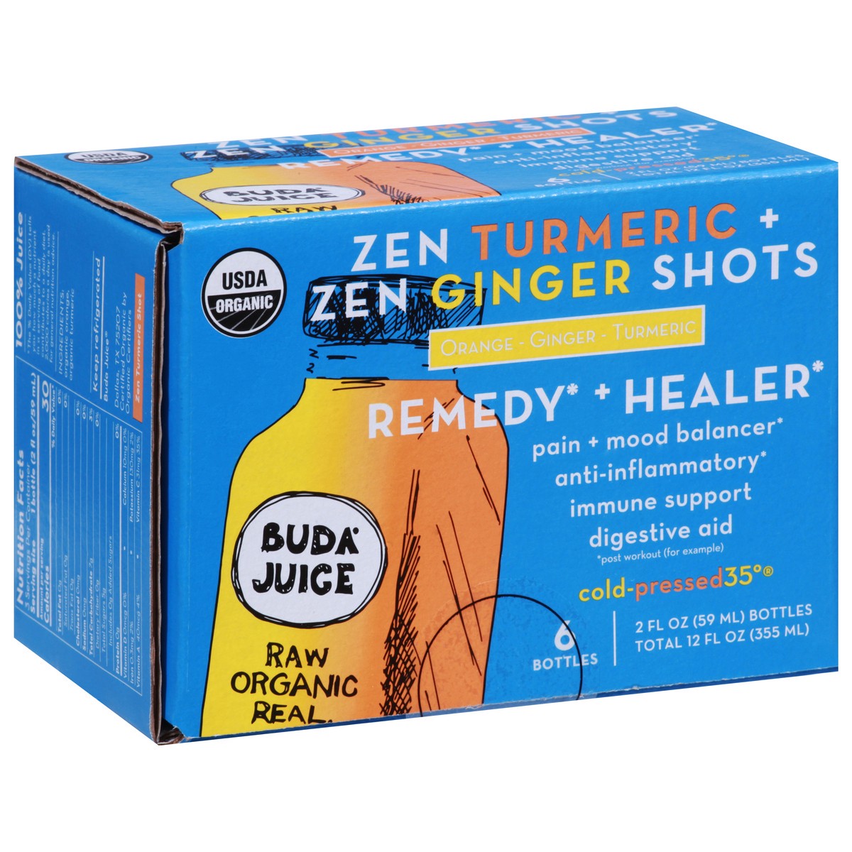 slide 9 of 9, Buda Juice Fresh Zen Ginger and Tumeric Shot - 6 ct, 6 ct