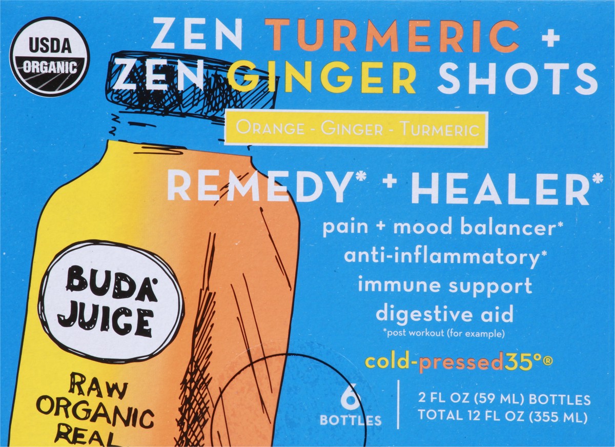 slide 6 of 9, Buda Juice Fresh Zen Ginger and Tumeric Shot - 6 ct, 6 ct