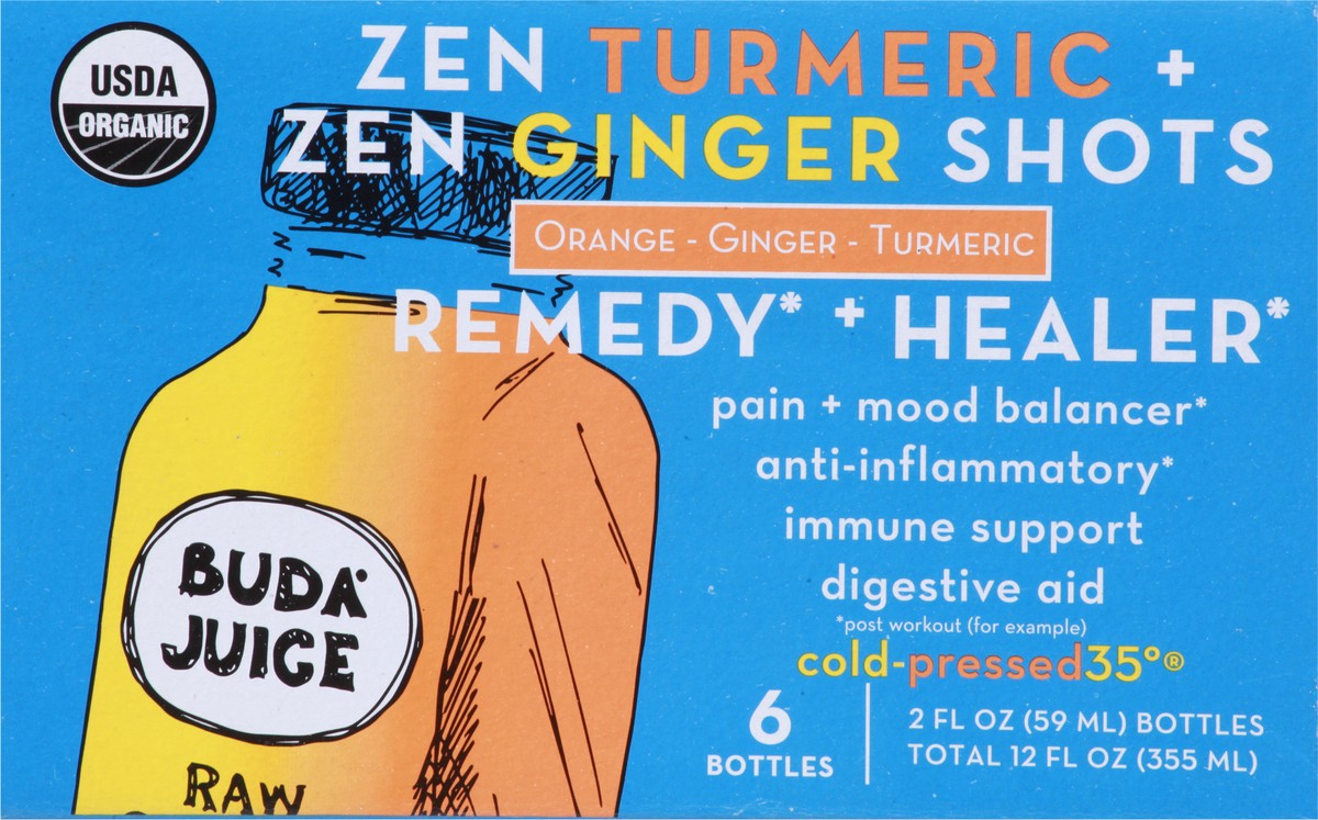 slide 8 of 9, Buda Juice Fresh Zen Ginger and Tumeric Shot - 6 ct, 6 ct