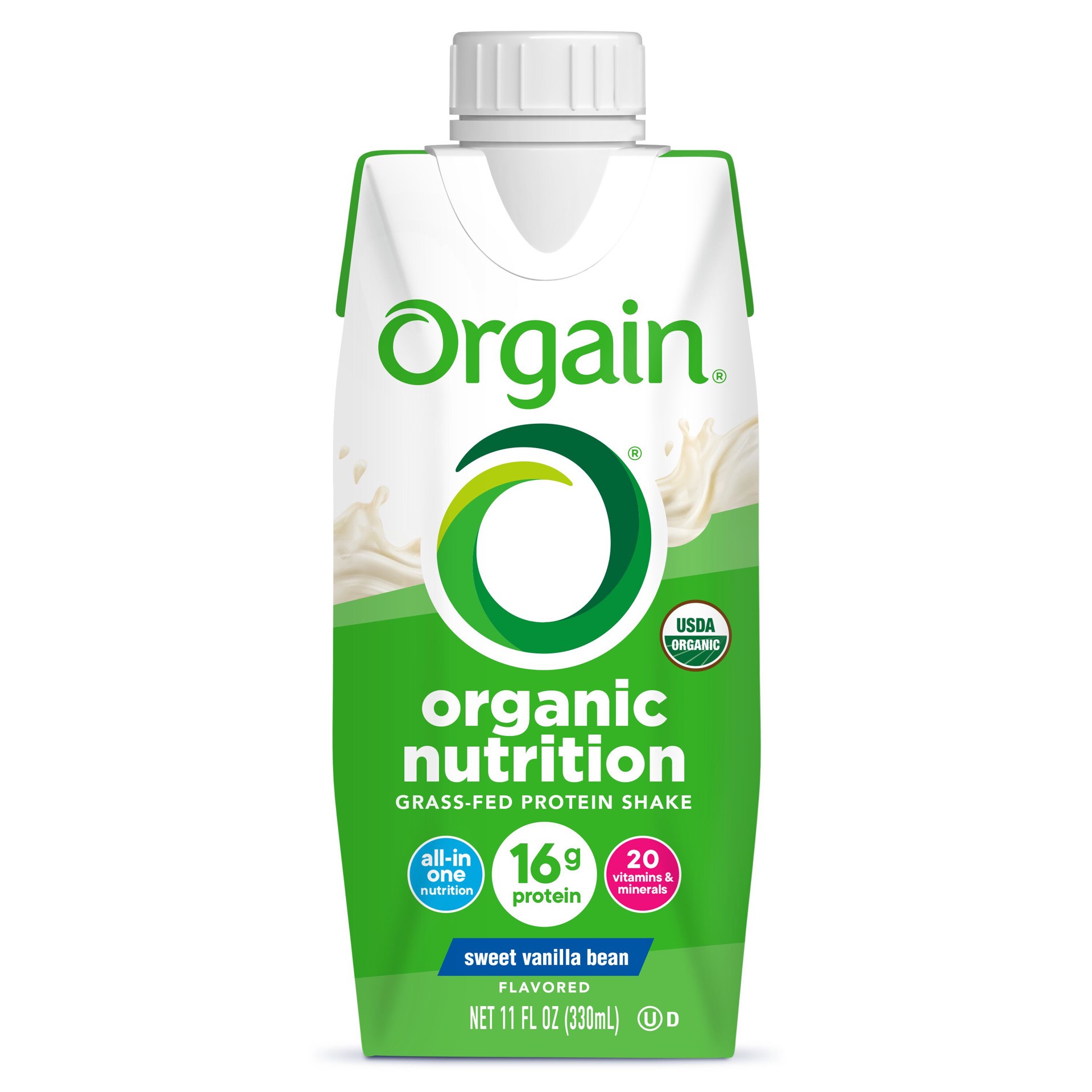 slide 1 of 1, Orgain Organic Nutrition Shake, Grass Fed Protein, Vanilla Bean 11oz, 1ct, 11 fl oz