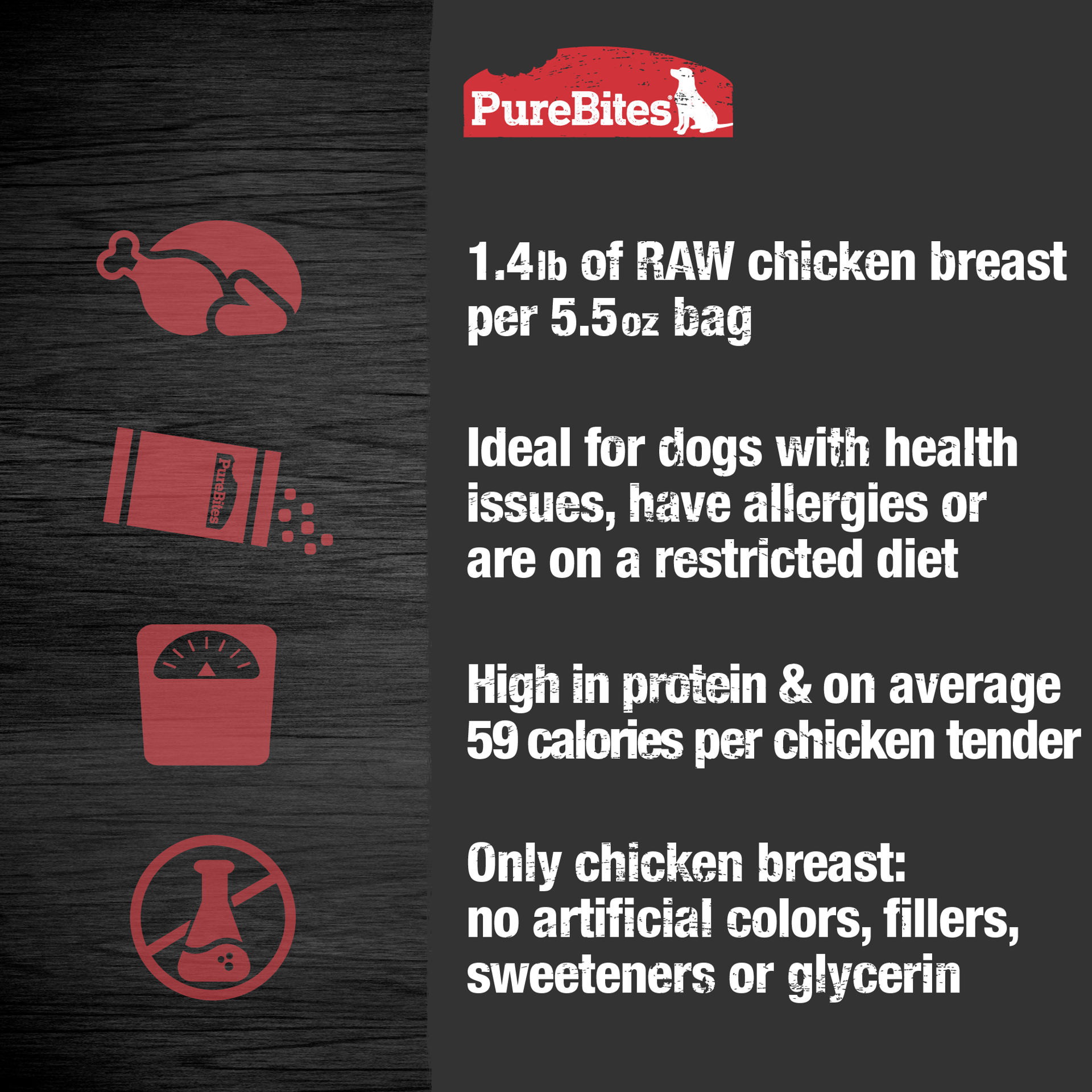 slide 3 of 5, PureBites Gently Air Dried Chicken Jerky Dog Treats 156g | 1 Ingredient | Made in Canada, 1 ct