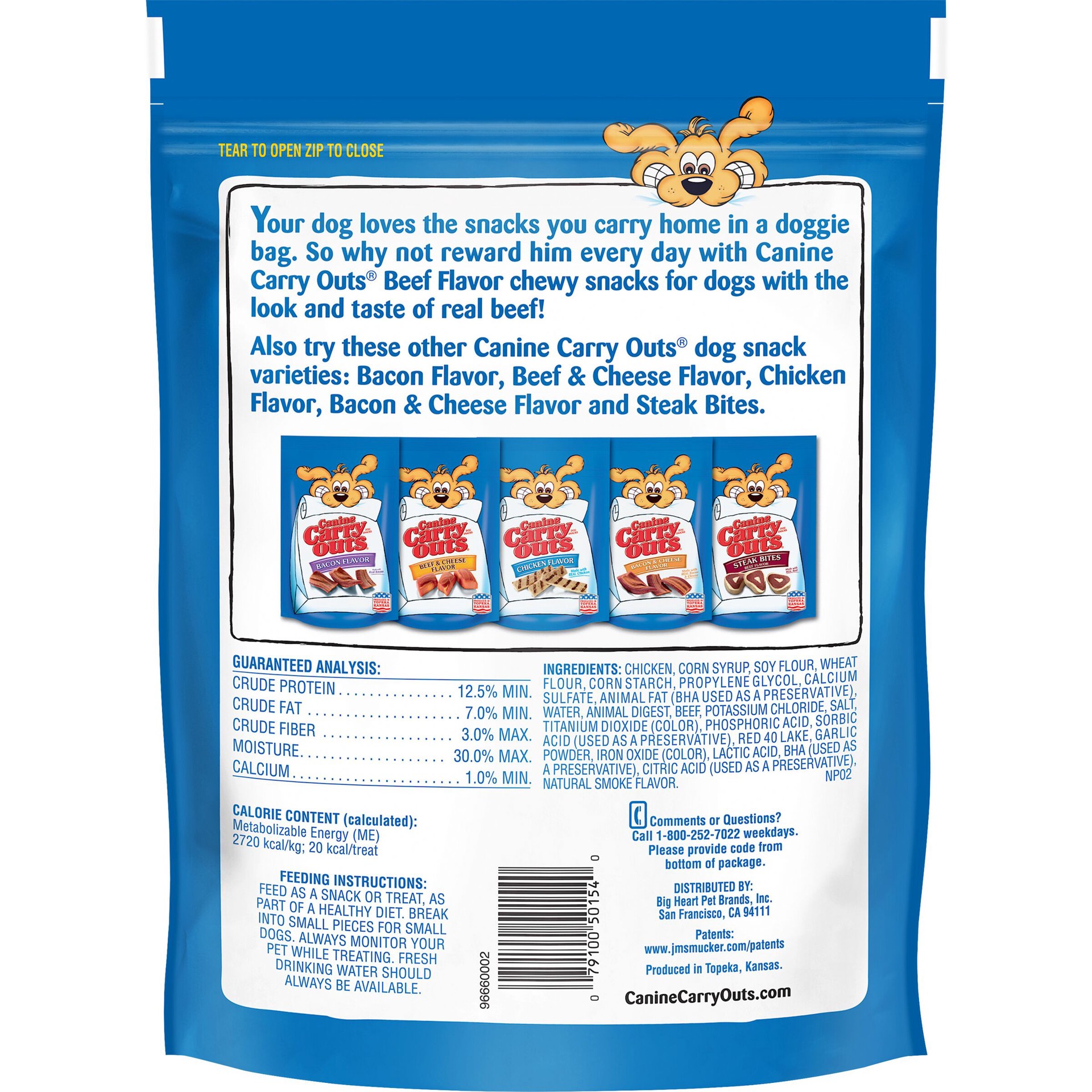 slide 2 of 4, Canine Carry Outs Beef Dog Snacks, 25 oz